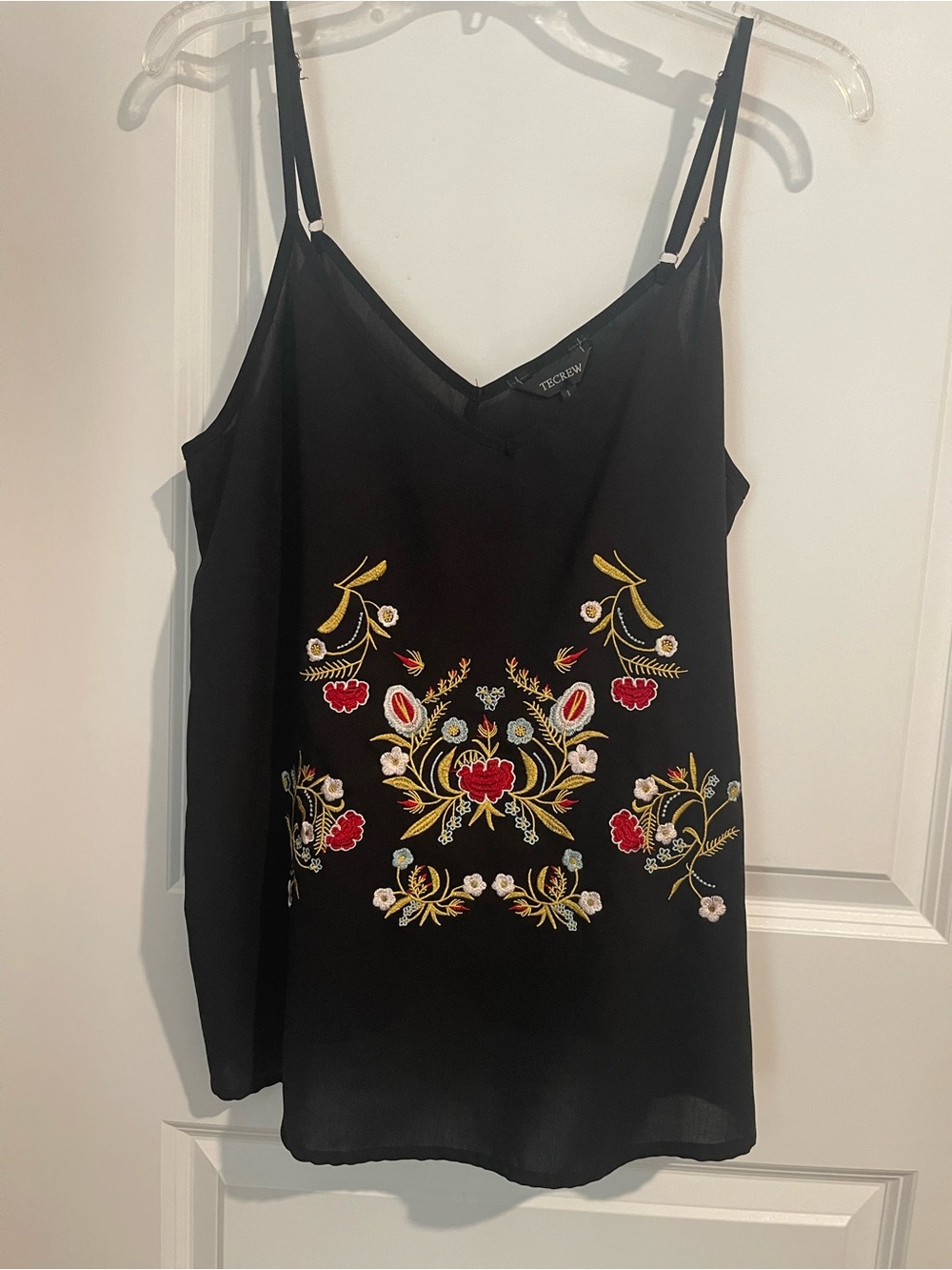 Black Embroidered Floral Cami Top by Tecrew Womens L
